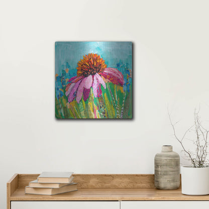 Luxe Metal Art 'Coneflower' by St. Hilaire Elizabeth, Metal Wall Art,12x12