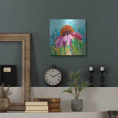 Luxe Metal Art 'Coneflower' by St. Hilaire Elizabeth, Metal Wall Art,12x12