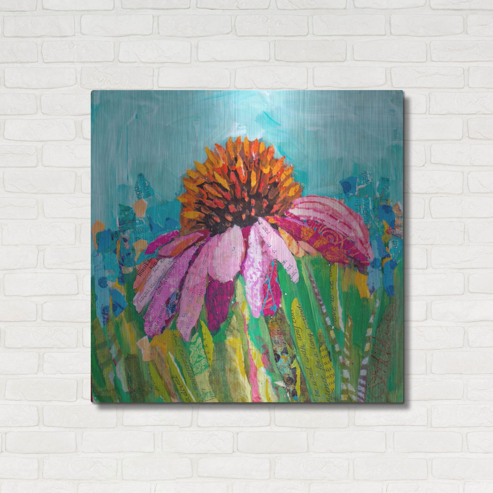 Luxe Metal Art 'Coneflower' by St. Hilaire Elizabeth, Metal Wall Art,36x36