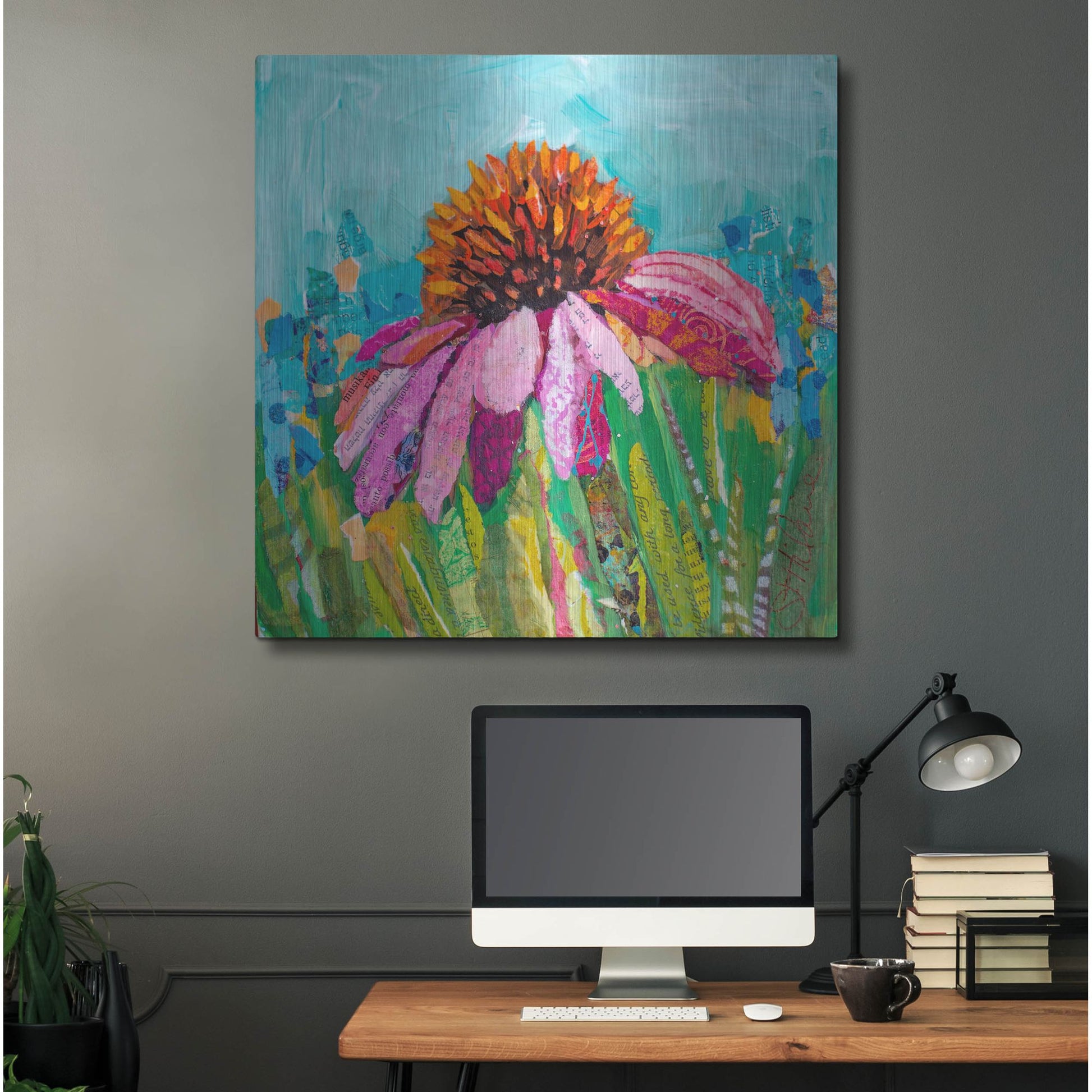 Luxe Metal Art 'Coneflower' by St. Hilaire Elizabeth, Metal Wall Art,36x36