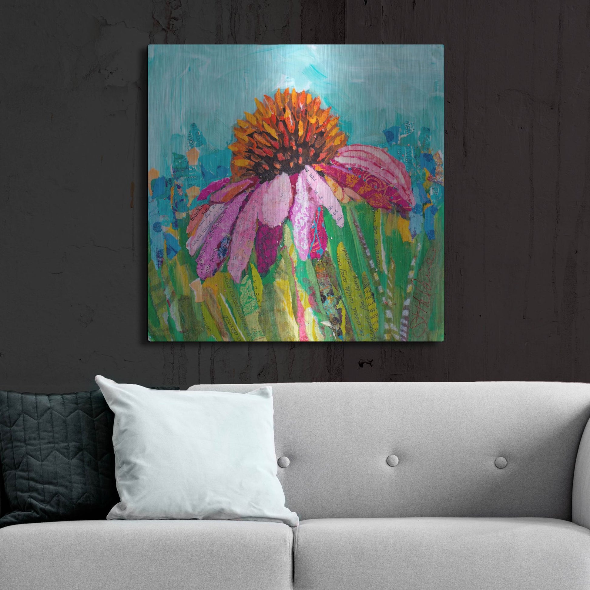 Luxe Metal Art 'Coneflower' by St. Hilaire Elizabeth, Metal Wall Art,36x36