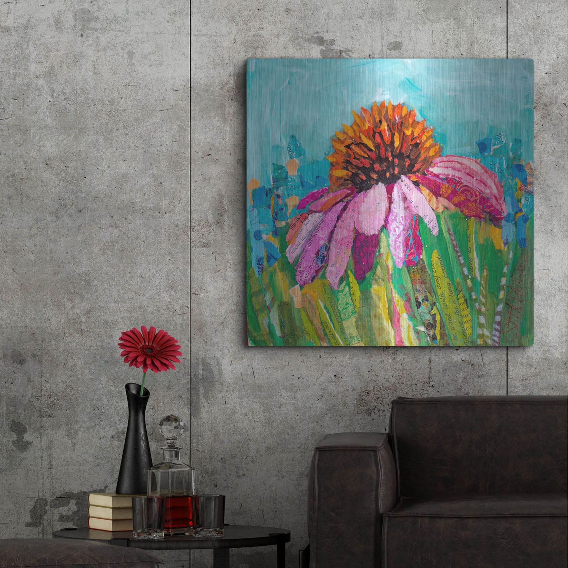 Luxe Metal Art 'Coneflower' by St. Hilaire Elizabeth, Metal Wall Art,36x36