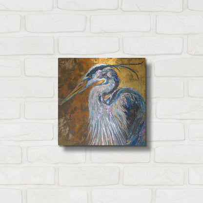 Luxe Metal Art 'Great Blue Heron' by St. Hilaire Elizabeth, Metal Wall Art,12x12