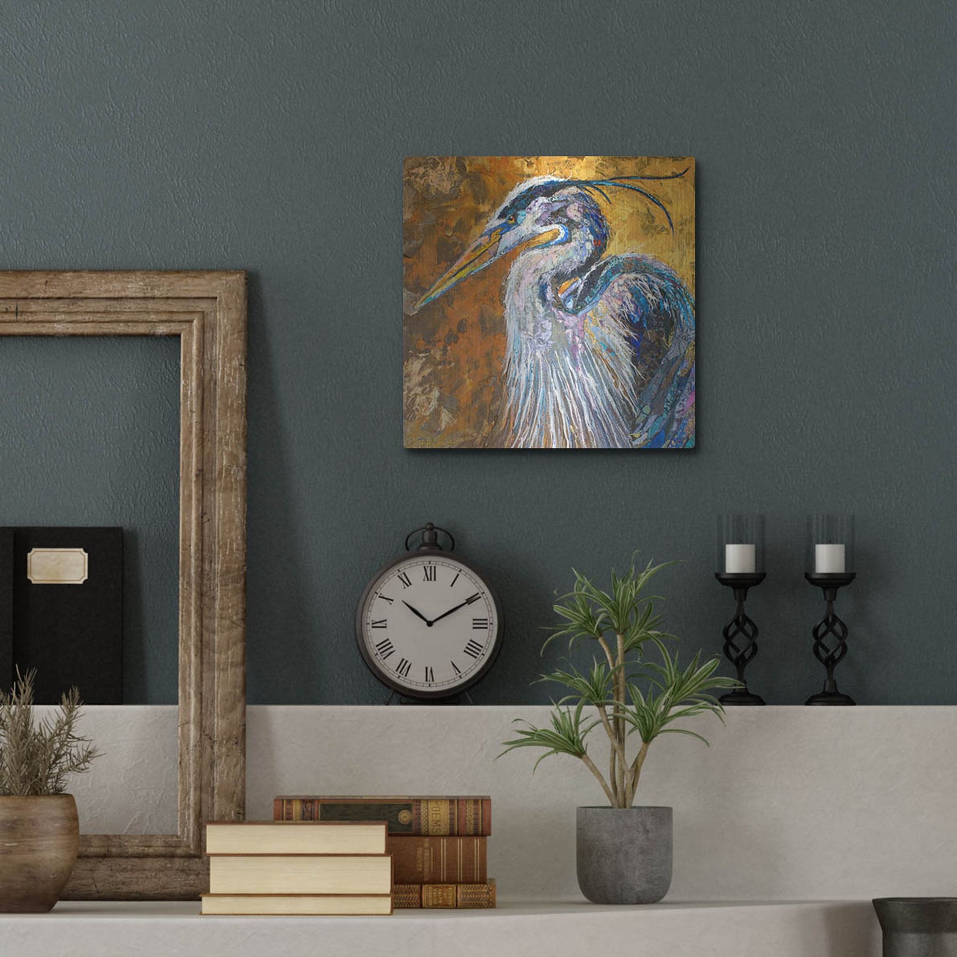 Luxe Metal Art 'Great Blue Heron' by St. Hilaire Elizabeth, Metal Wall Art,12x12