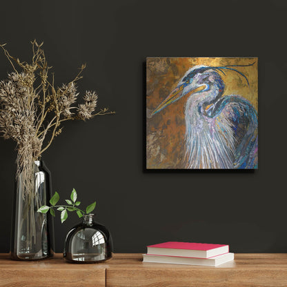 Luxe Metal Art 'Great Blue Heron' by St. Hilaire Elizabeth, Metal Wall Art,12x12