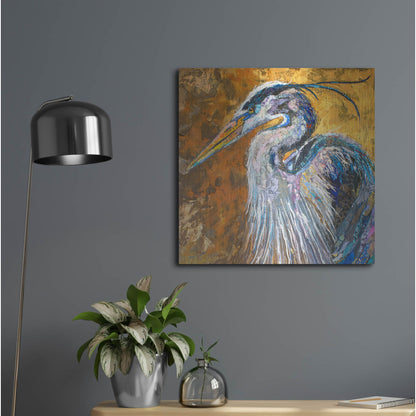 Luxe Metal Art 'Great Blue Heron' by St. Hilaire Elizabeth, Metal Wall Art,24x24