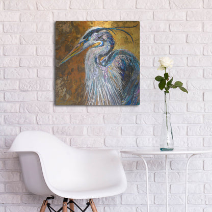 Luxe Metal Art 'Great Blue Heron' by St. Hilaire Elizabeth, Metal Wall Art,24x24