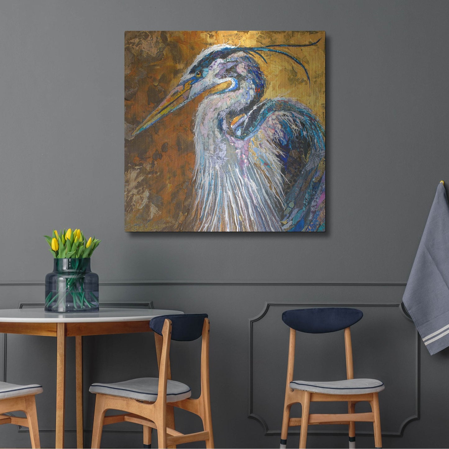 Luxe Metal Art 'Great Blue Heron' by St. Hilaire Elizabeth, Metal Wall Art,36x36