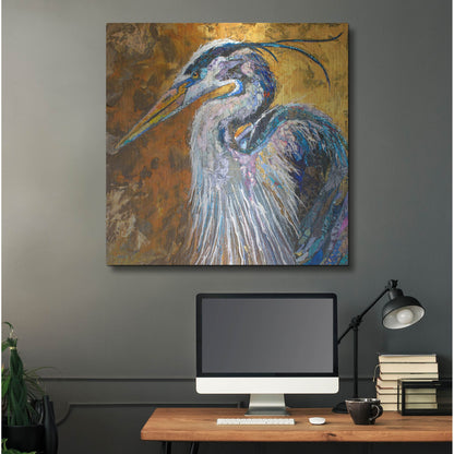 Luxe Metal Art 'Great Blue Heron' by St. Hilaire Elizabeth, Metal Wall Art,36x36