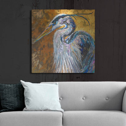 Luxe Metal Art 'Great Blue Heron' by St. Hilaire Elizabeth, Metal Wall Art,36x36