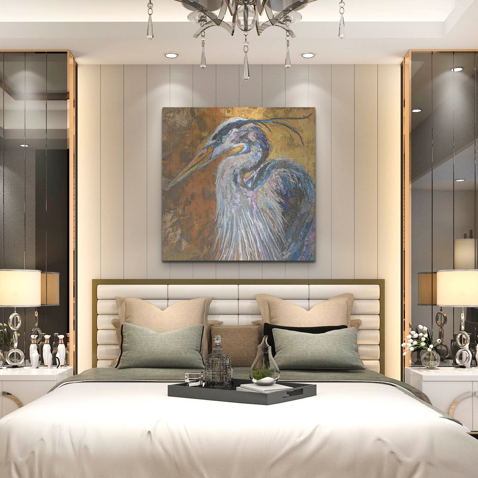 Luxe Metal Art 'Great Blue Heron' by St. Hilaire Elizabeth, Metal Wall Art,36x36