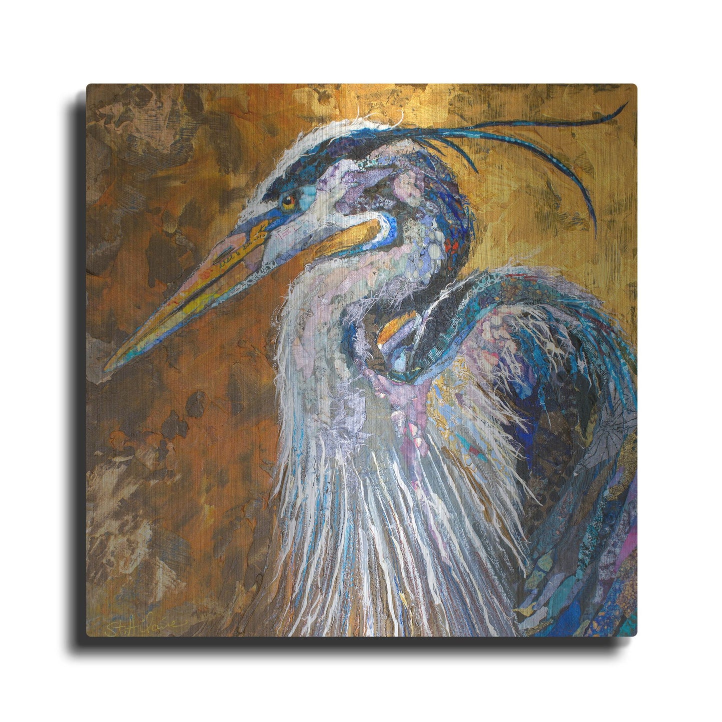 Luxe Metal Art 'Great Blue Heron' by St. Hilaire Elizabeth, Metal Wall Art