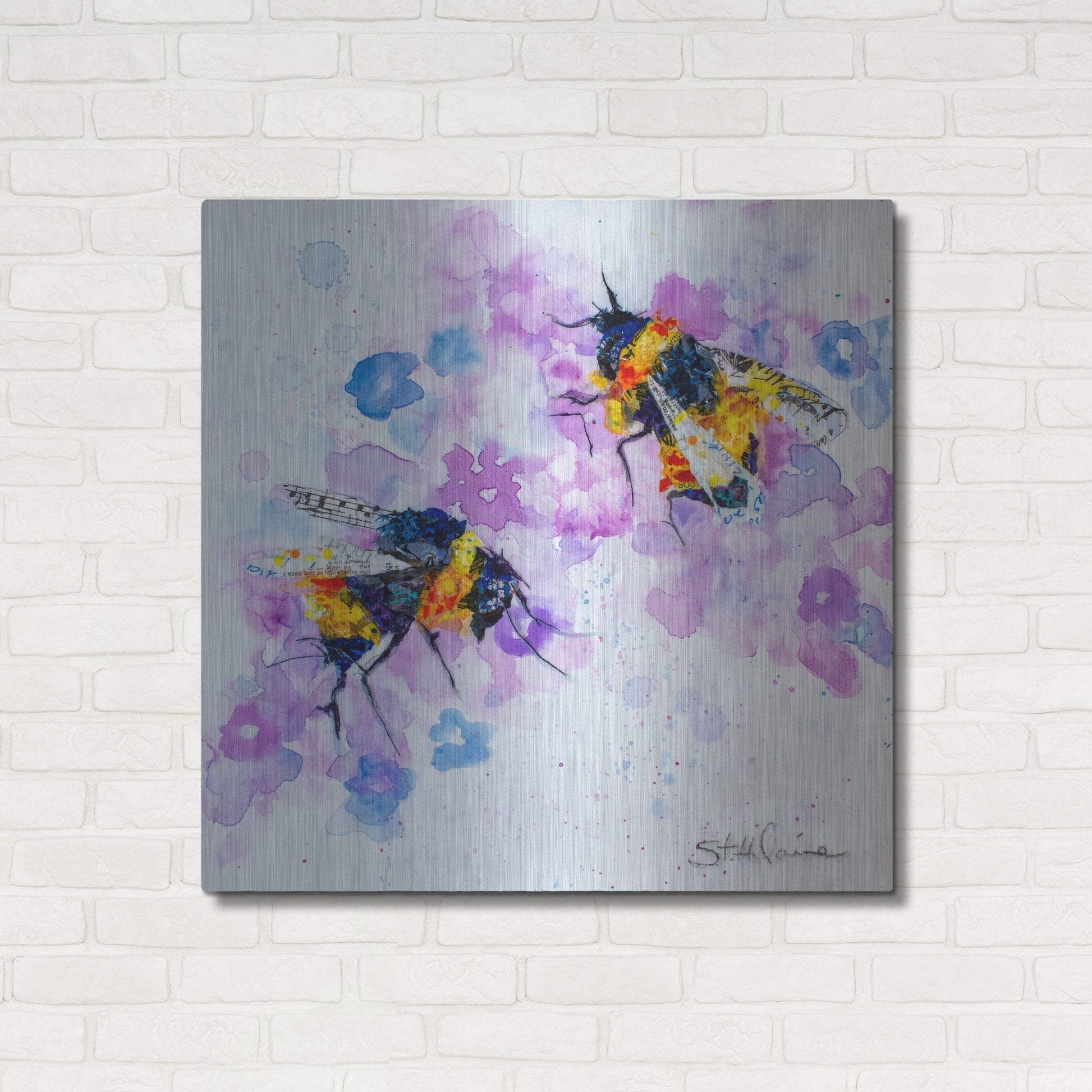 Luxe Metal Art 'We Are Bees' by St. Hilaire Elizabeth, Metal Wall Art,36x36