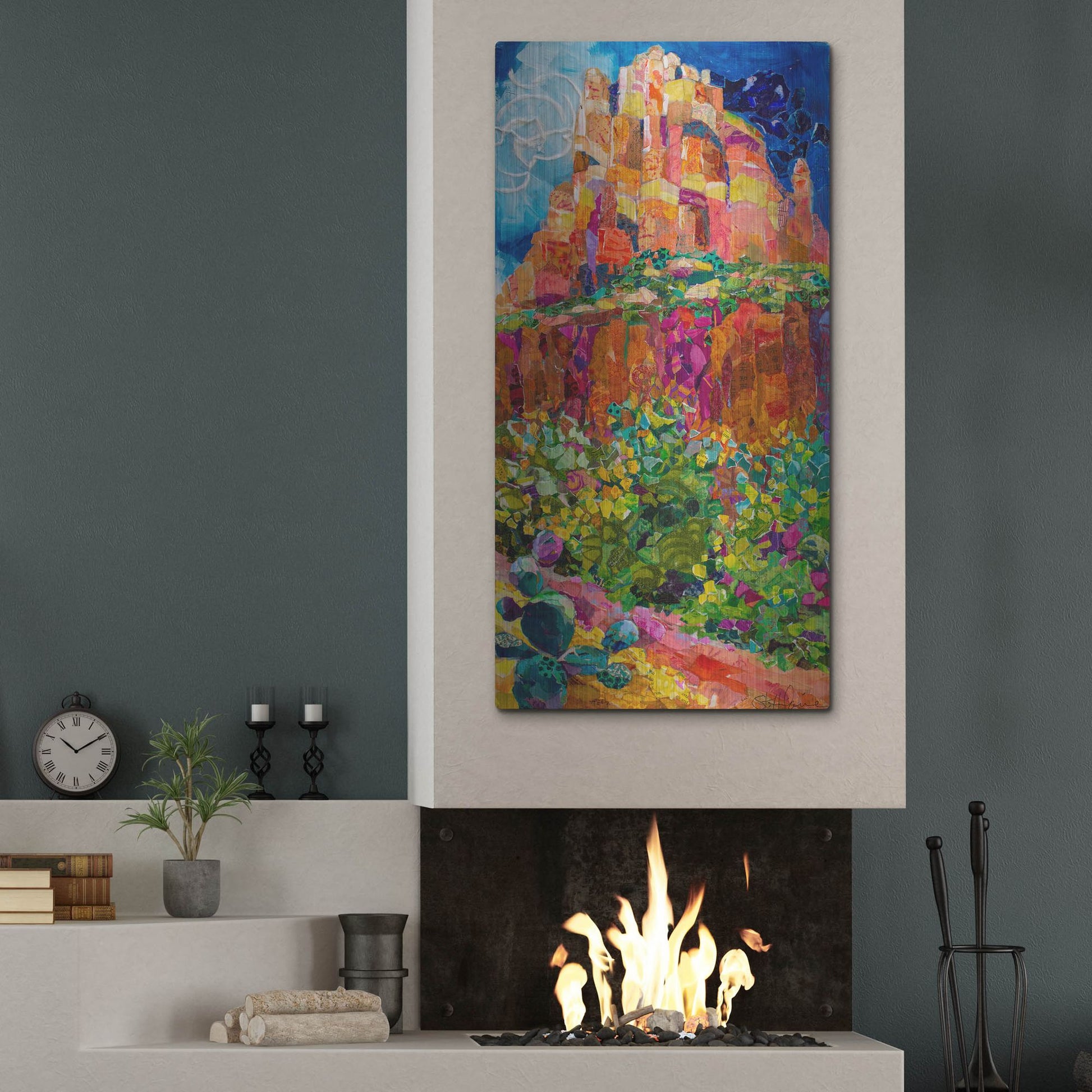 Luxe Metal Art 'Magic Mountain' by St. Hilaire Elizabeth, Metal Wall Art,24x48