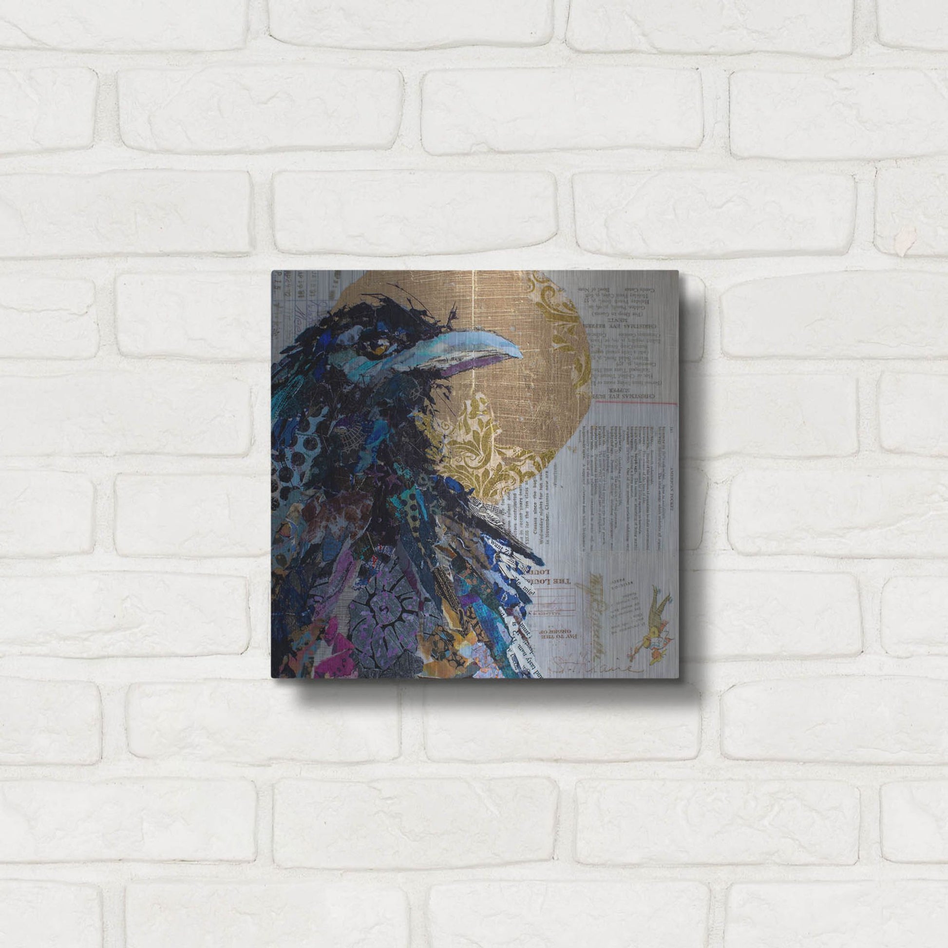 Luxe Metal Art 'Raven 7' by St. Hilaire Elizabeth, Metal Wall Art,12x12