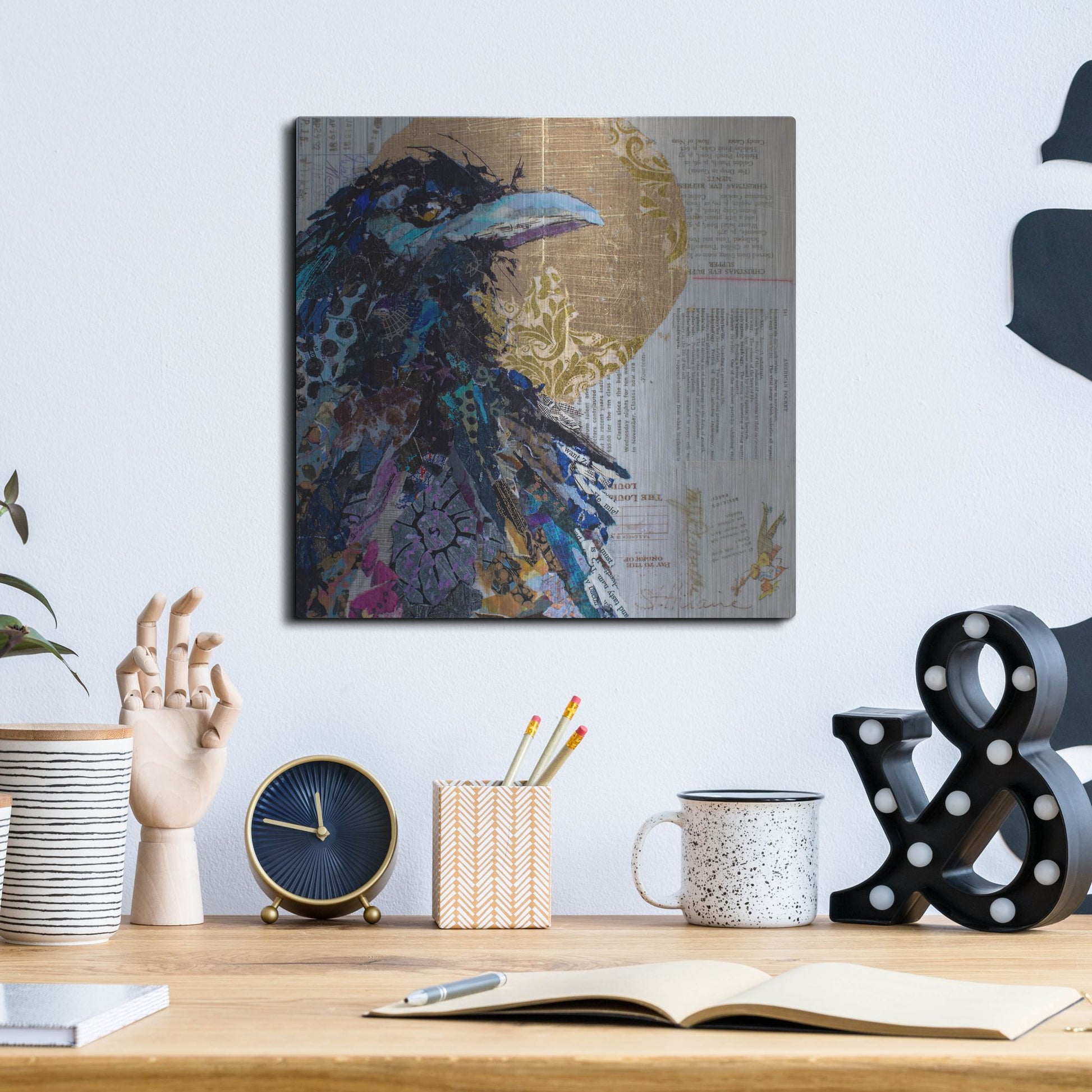 Luxe Metal Art 'Raven 7' by St. Hilaire Elizabeth, Metal Wall Art,12x12