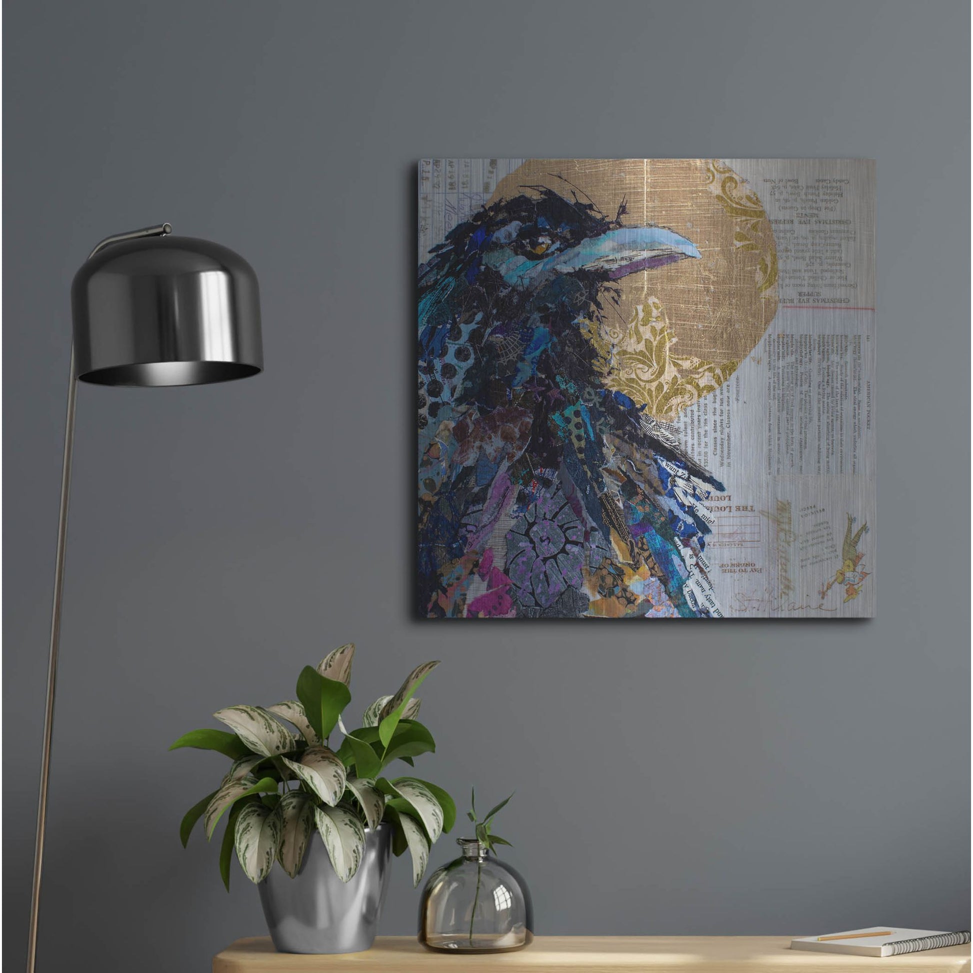 Luxe Metal Art 'Raven 7' by St. Hilaire Elizabeth, Metal Wall Art,24x24