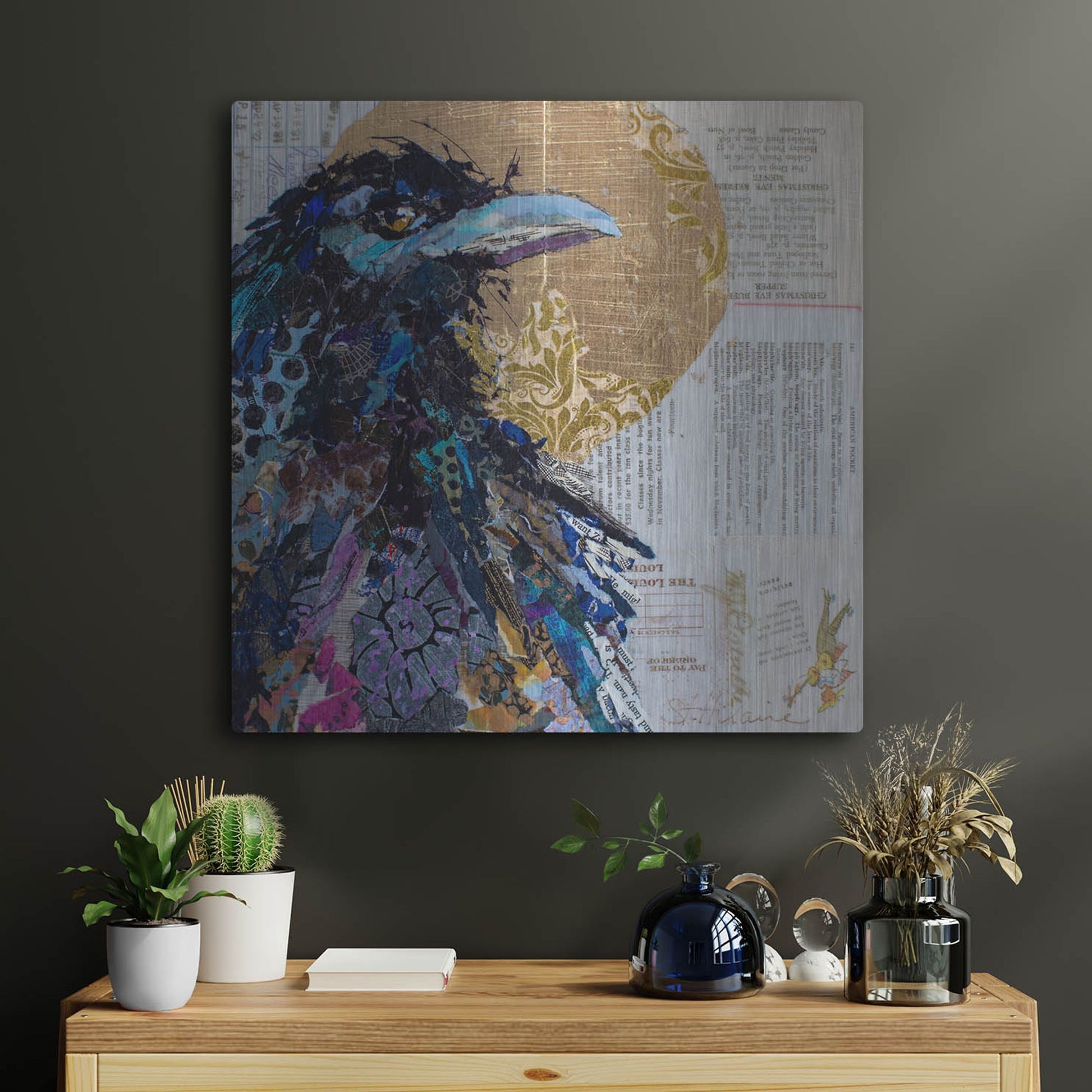 Luxe Metal Art 'Raven 7' by St. Hilaire Elizabeth, Metal Wall Art,24x24