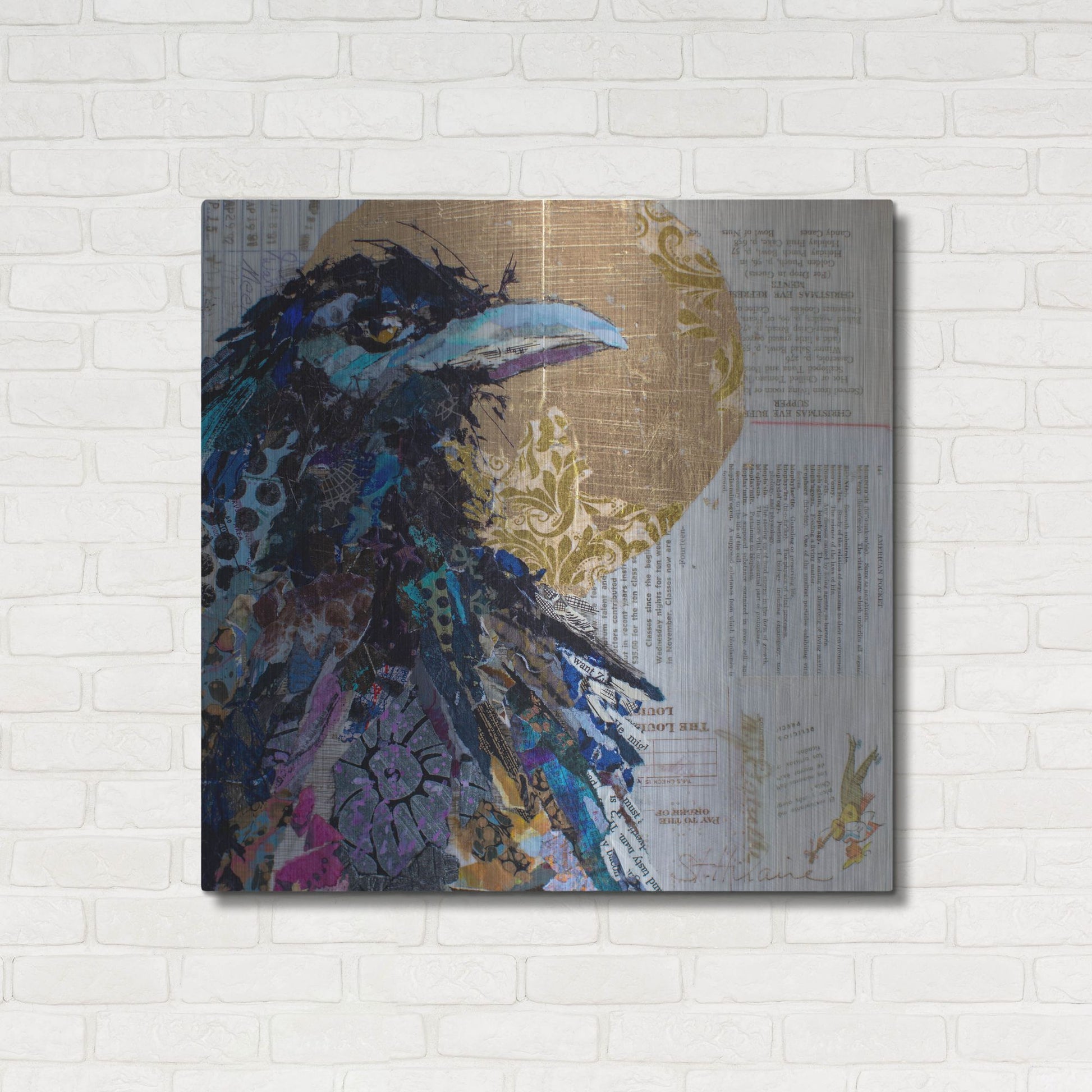 Luxe Metal Art 'Raven 7' by St. Hilaire Elizabeth, Metal Wall Art,36x36