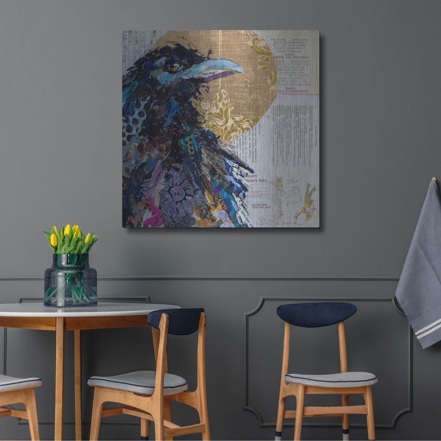 Luxe Metal Art 'Raven 7' by St. Hilaire Elizabeth, Metal Wall Art,36x36