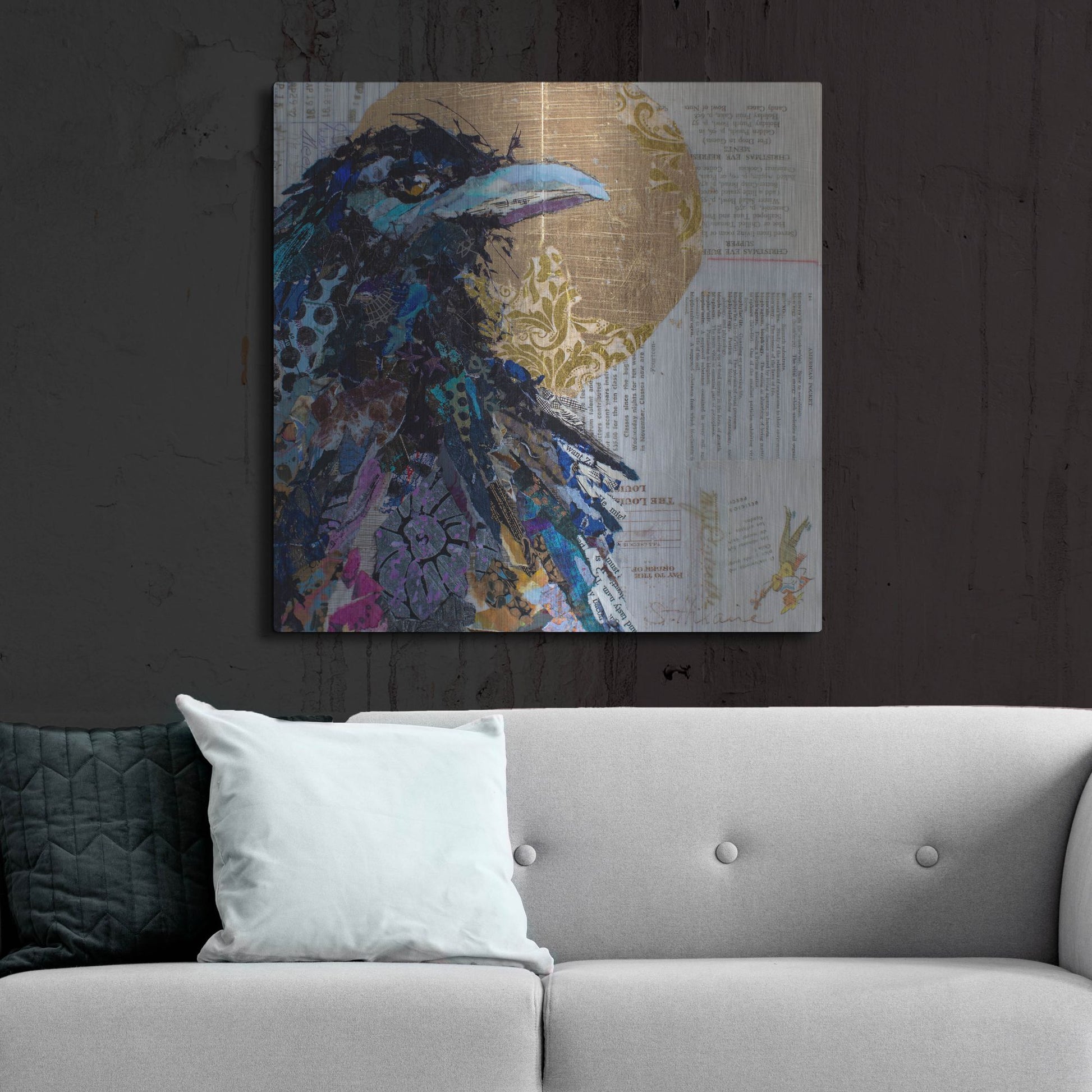 Luxe Metal Art 'Raven 7' by St. Hilaire Elizabeth, Metal Wall Art,36x36