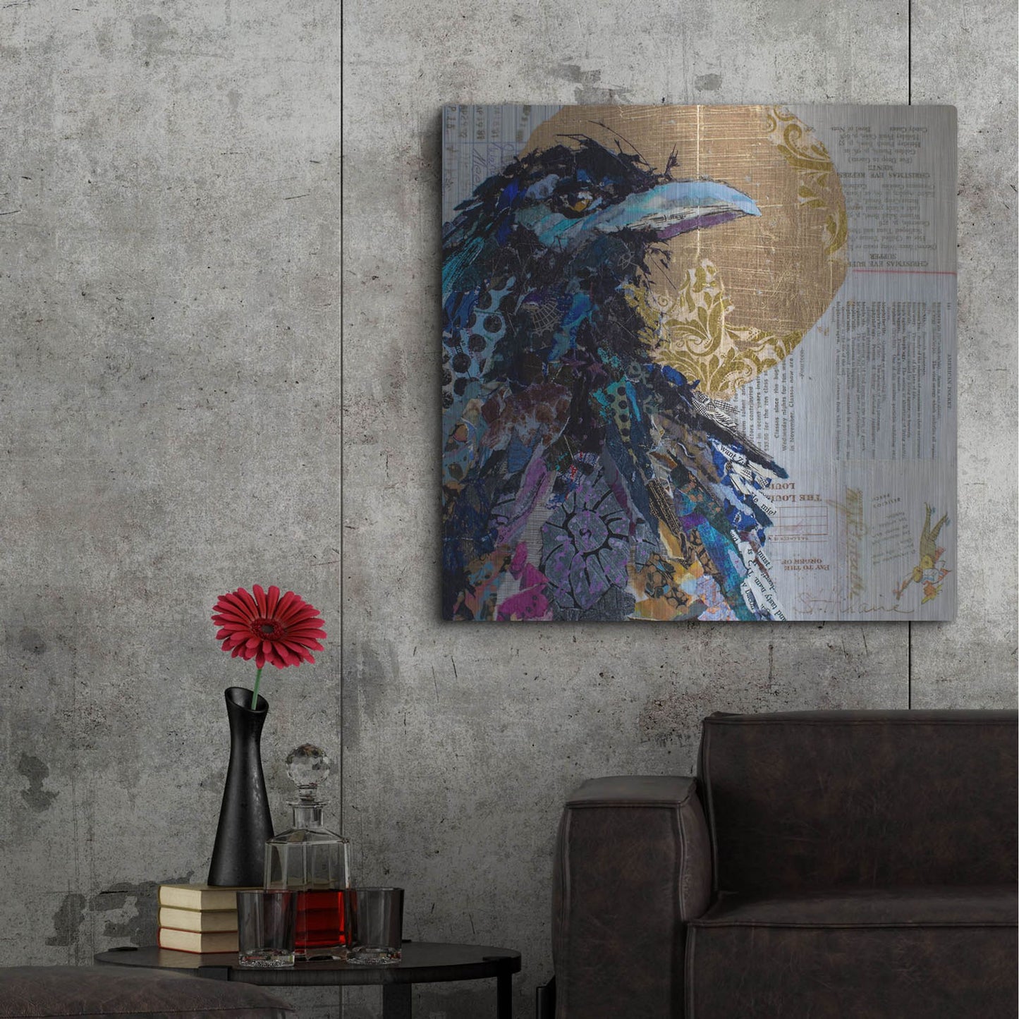 Luxe Metal Art 'Raven 7' by St. Hilaire Elizabeth, Metal Wall Art,36x36