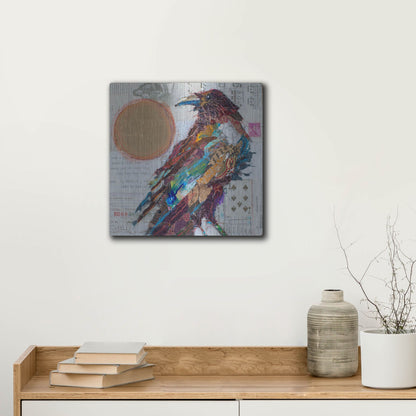 Luxe Metal Art 'Golden Crow' by St. Hilaire Elizabeth, Metal Wall Art,12x12