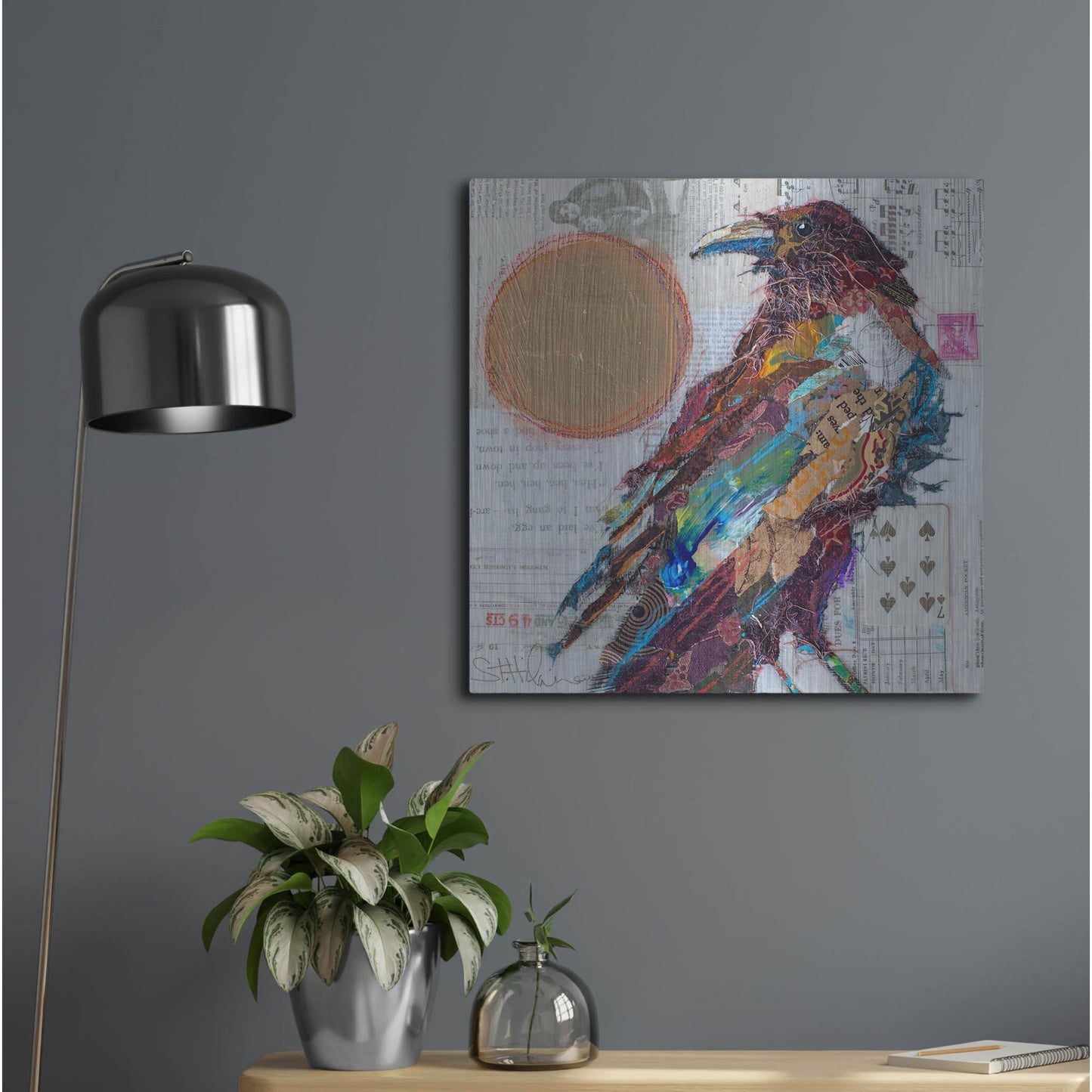 Luxe Metal Art 'Golden Crow' by St. Hilaire Elizabeth, Metal Wall Art,24x24