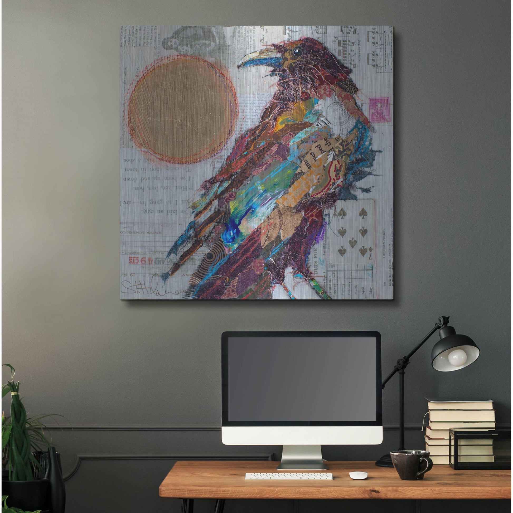 Luxe Metal Art 'Golden Crow' by St. Hilaire Elizabeth, Metal Wall Art,36x36