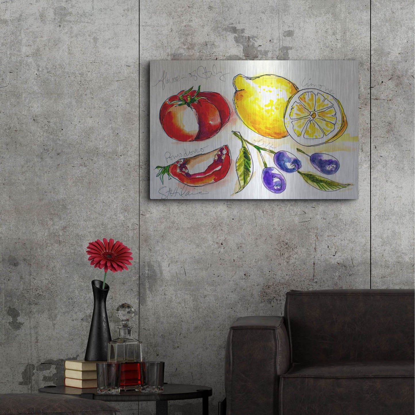 Luxe Metal Art 'Flavors of Italy' by St. Hilaire Elizabeth, Metal Wall Art,36x24