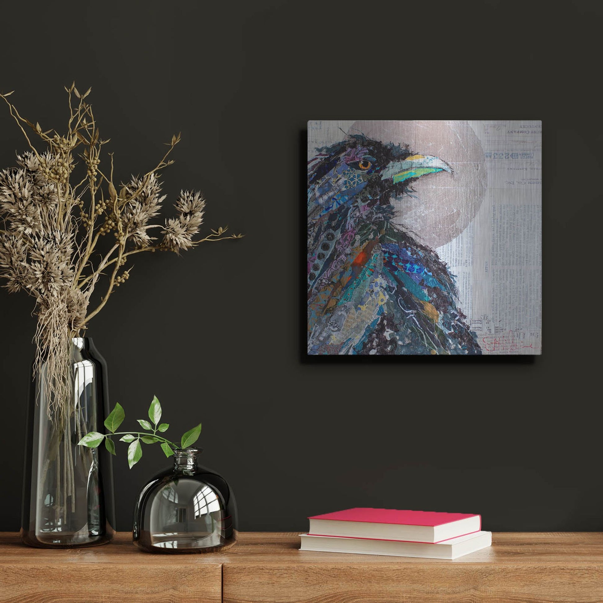 Luxe Metal Art 'Raven 3' by St. Hilaire Elizabeth, Metal Wall Art,12x12