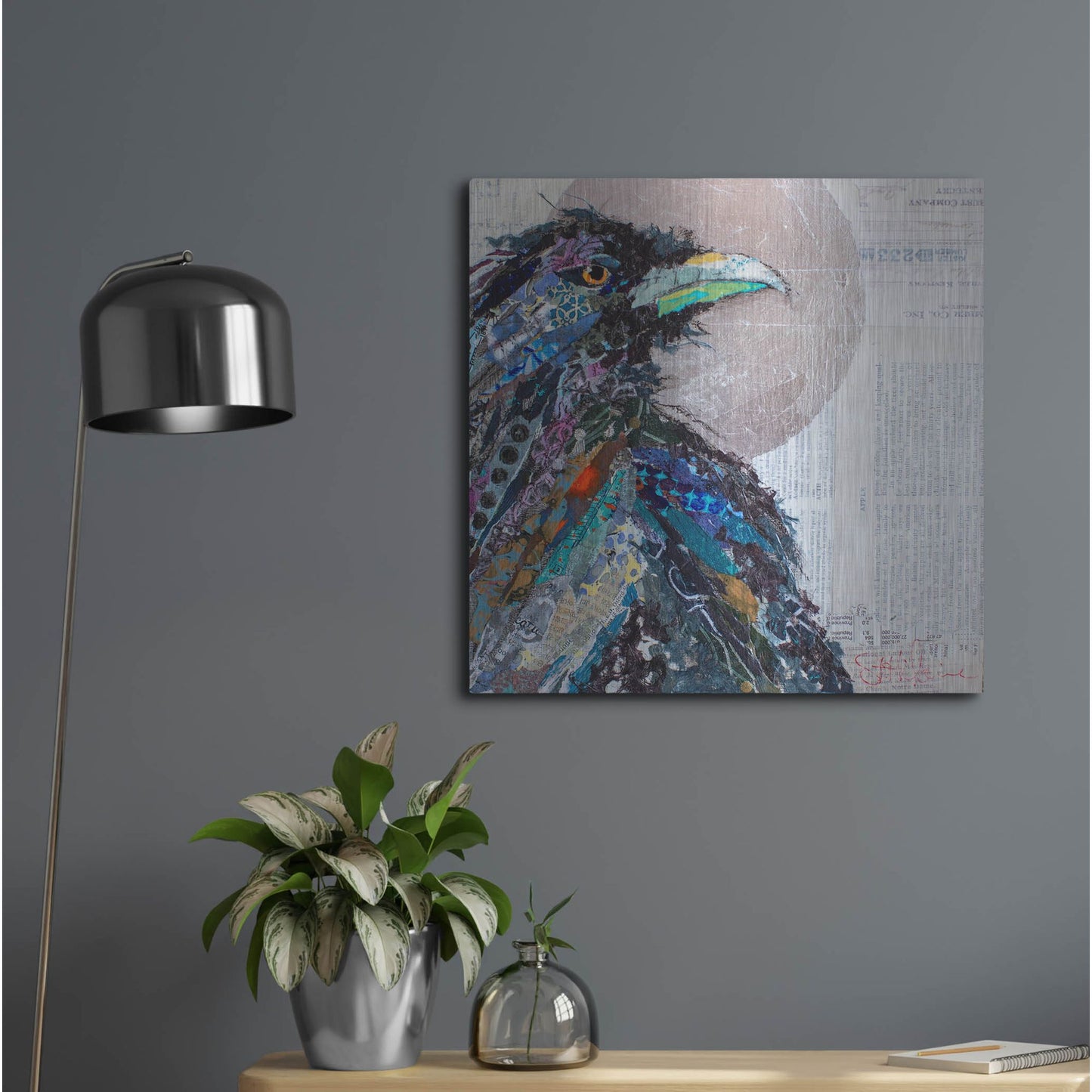 Luxe Metal Art 'Raven 3' by St. Hilaire Elizabeth, Metal Wall Art,24x24