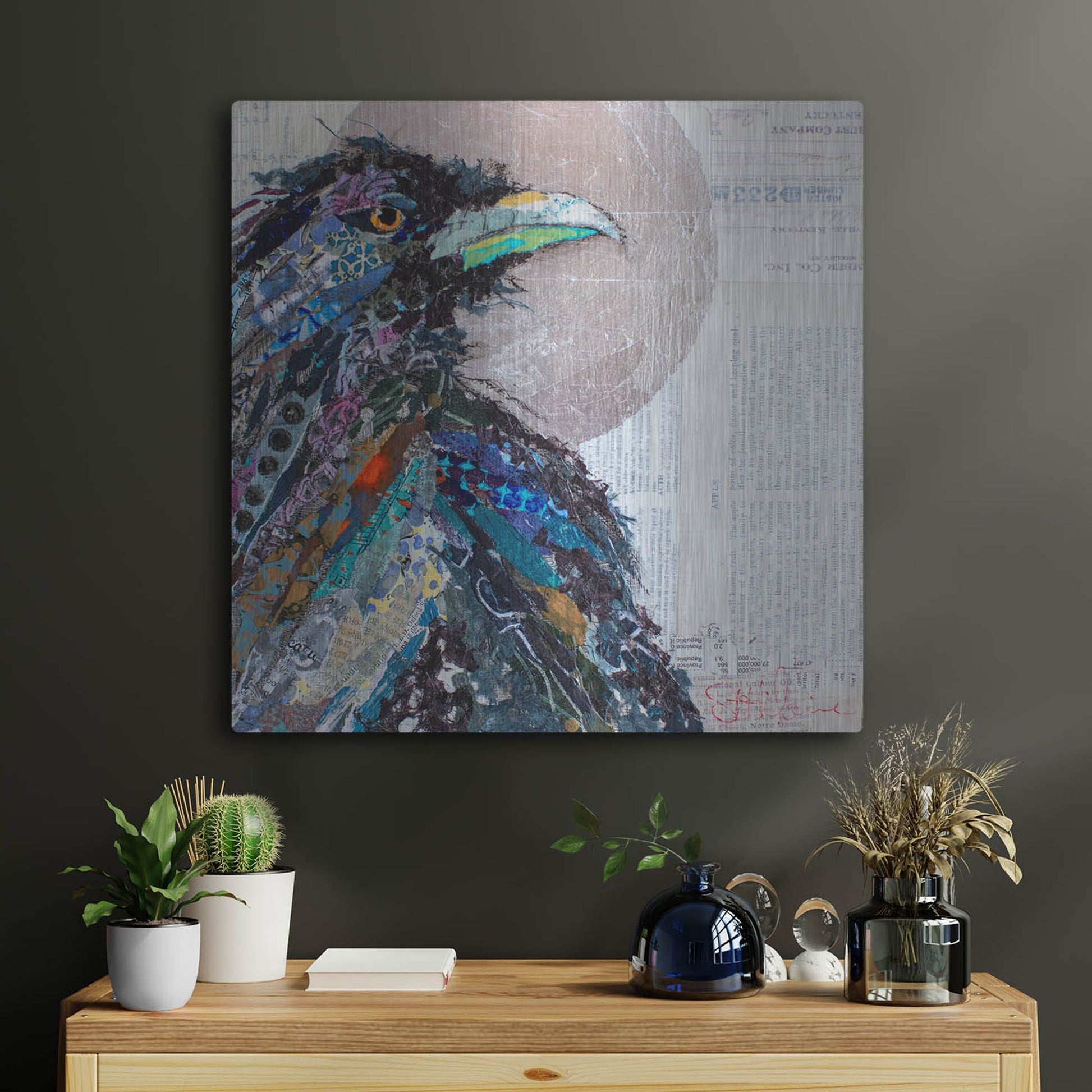 Luxe Metal Art 'Raven 3' by St. Hilaire Elizabeth, Metal Wall Art,24x24