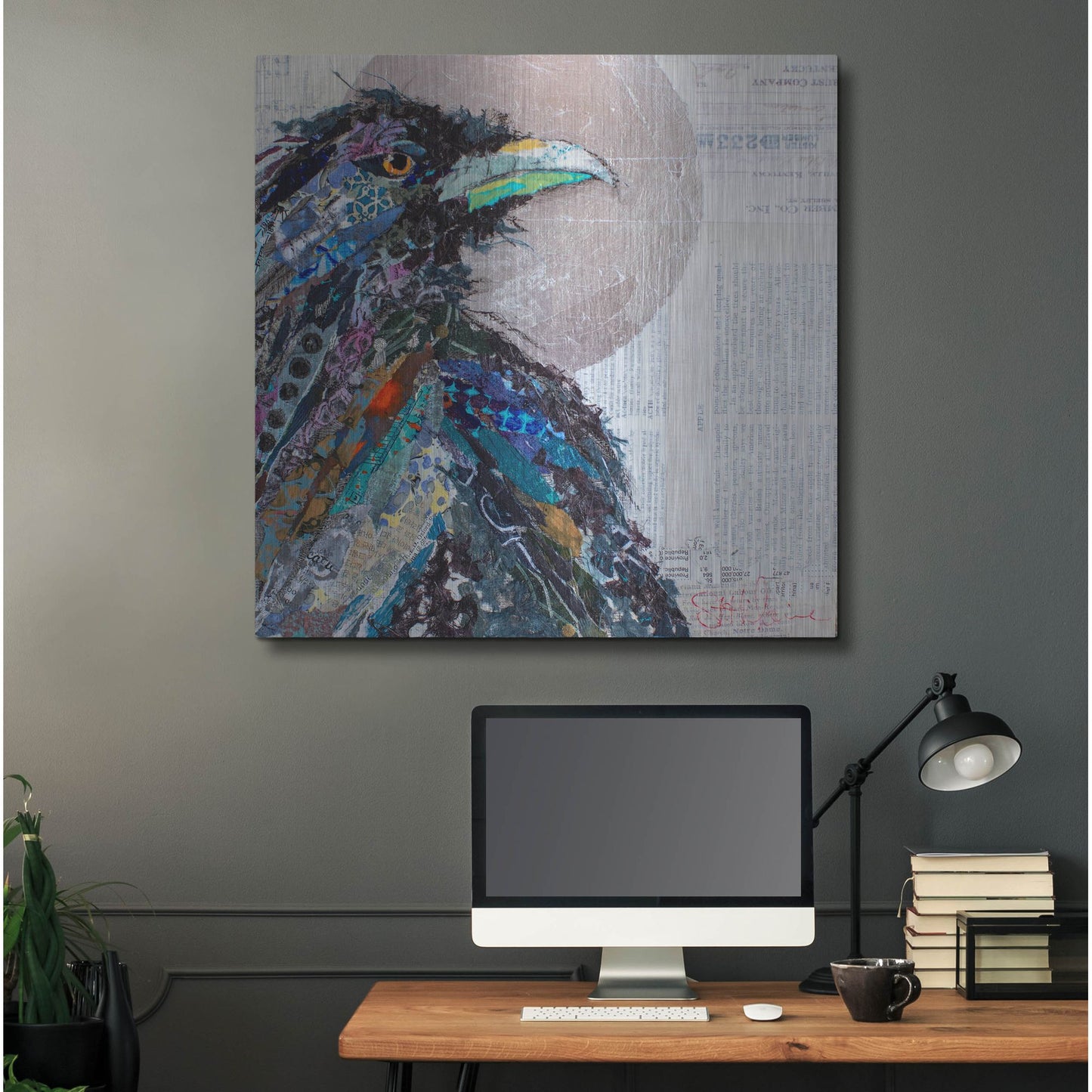 Luxe Metal Art 'Raven 3' by St. Hilaire Elizabeth, Metal Wall Art,36x36