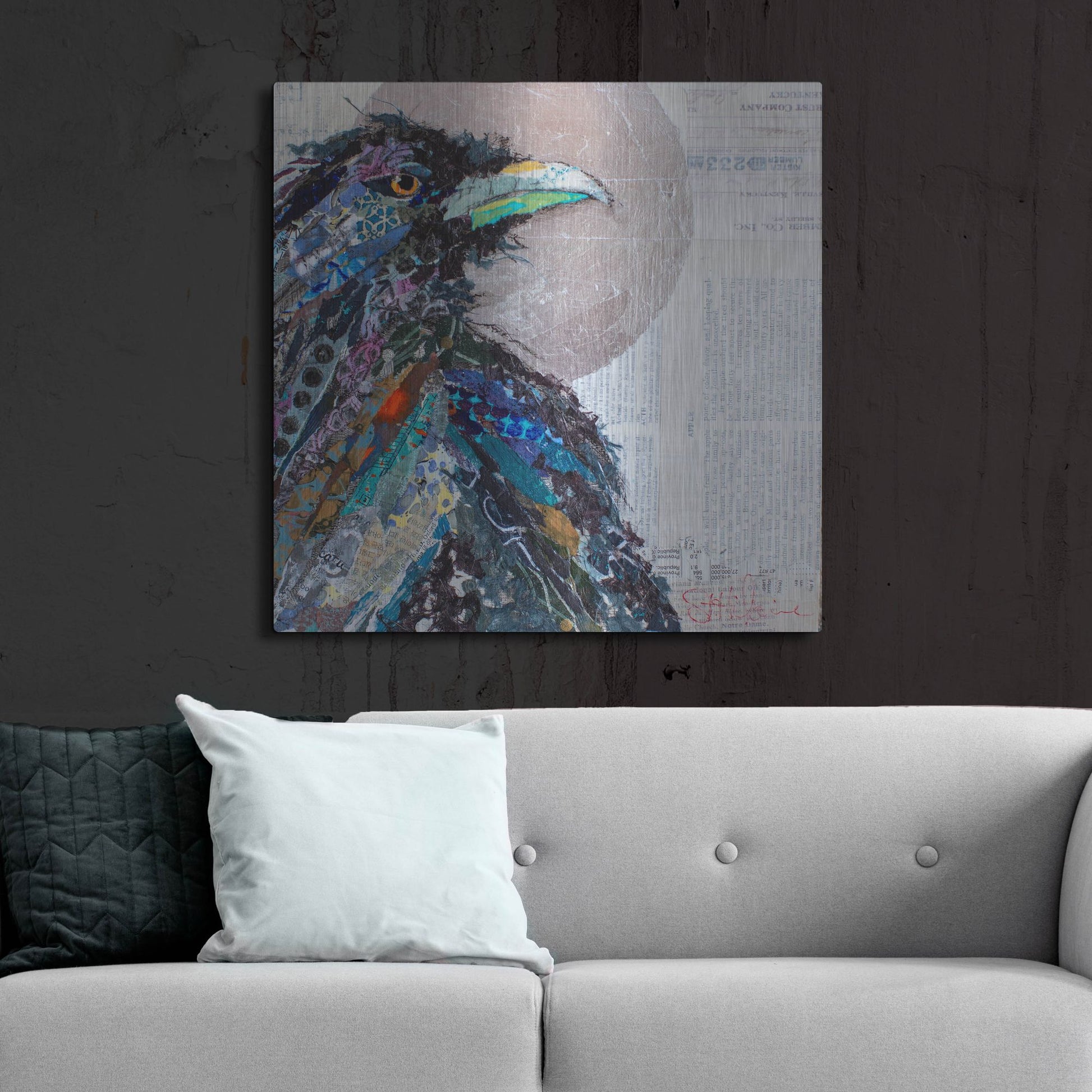 Luxe Metal Art 'Raven 3' by St. Hilaire Elizabeth, Metal Wall Art,36x36