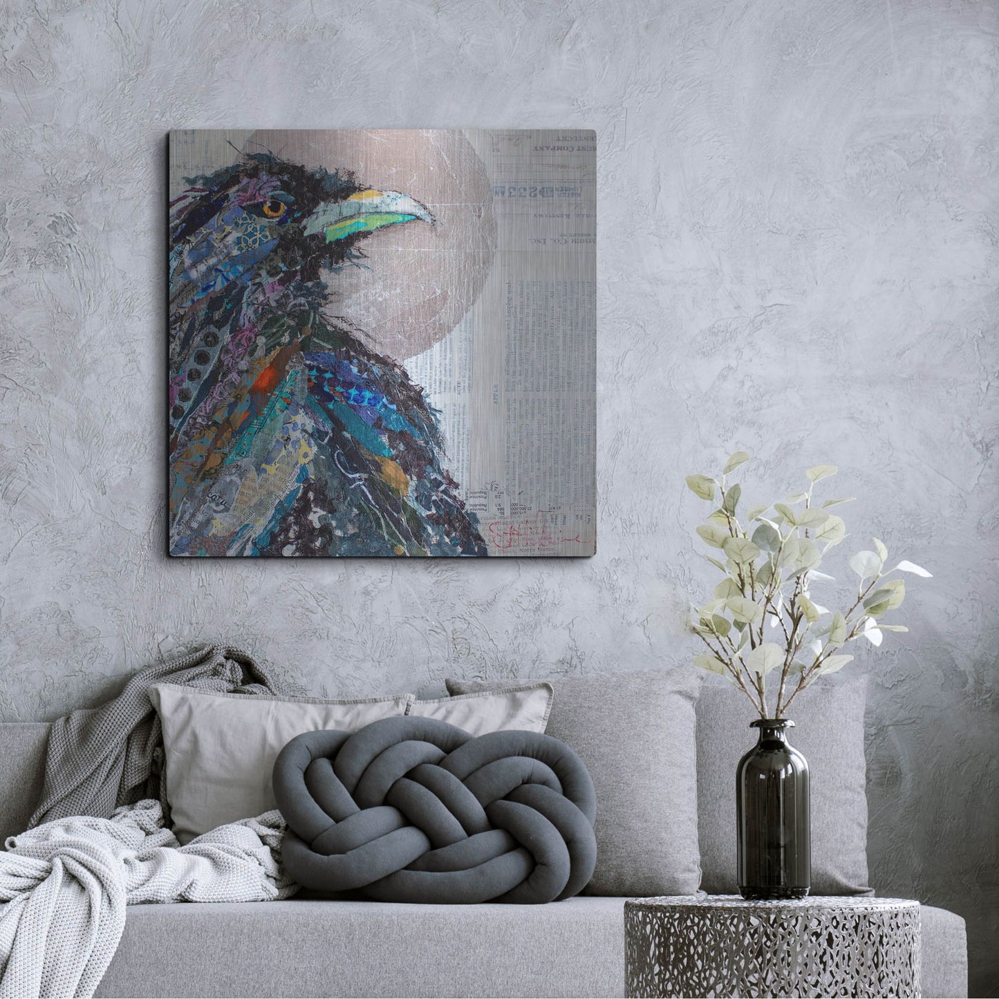 Luxe Metal Art 'Raven 3' by St. Hilaire Elizabeth, Metal Wall Art,36x36