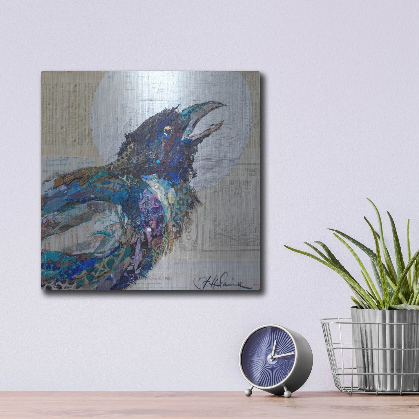 Luxe Metal Art 'Raven 6' by St. Hilaire Elizabeth, Metal Wall Art,12x12