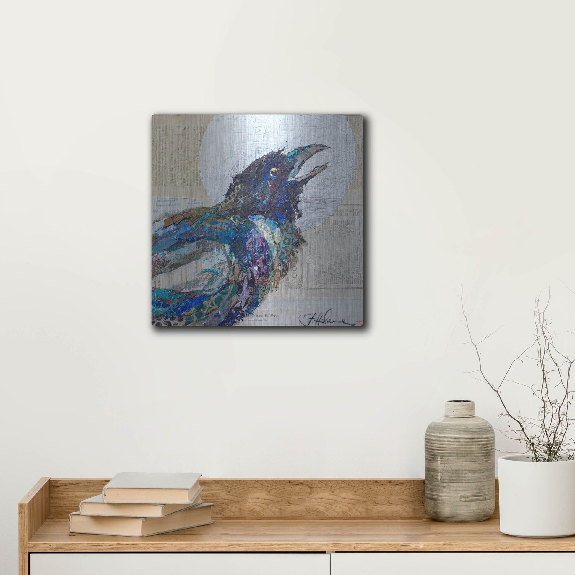 Luxe Metal Art 'Raven 6' by St. Hilaire Elizabeth, Metal Wall Art,12x12