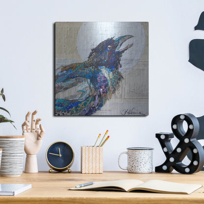 Luxe Metal Art 'Raven 6' by St. Hilaire Elizabeth, Metal Wall Art,12x12