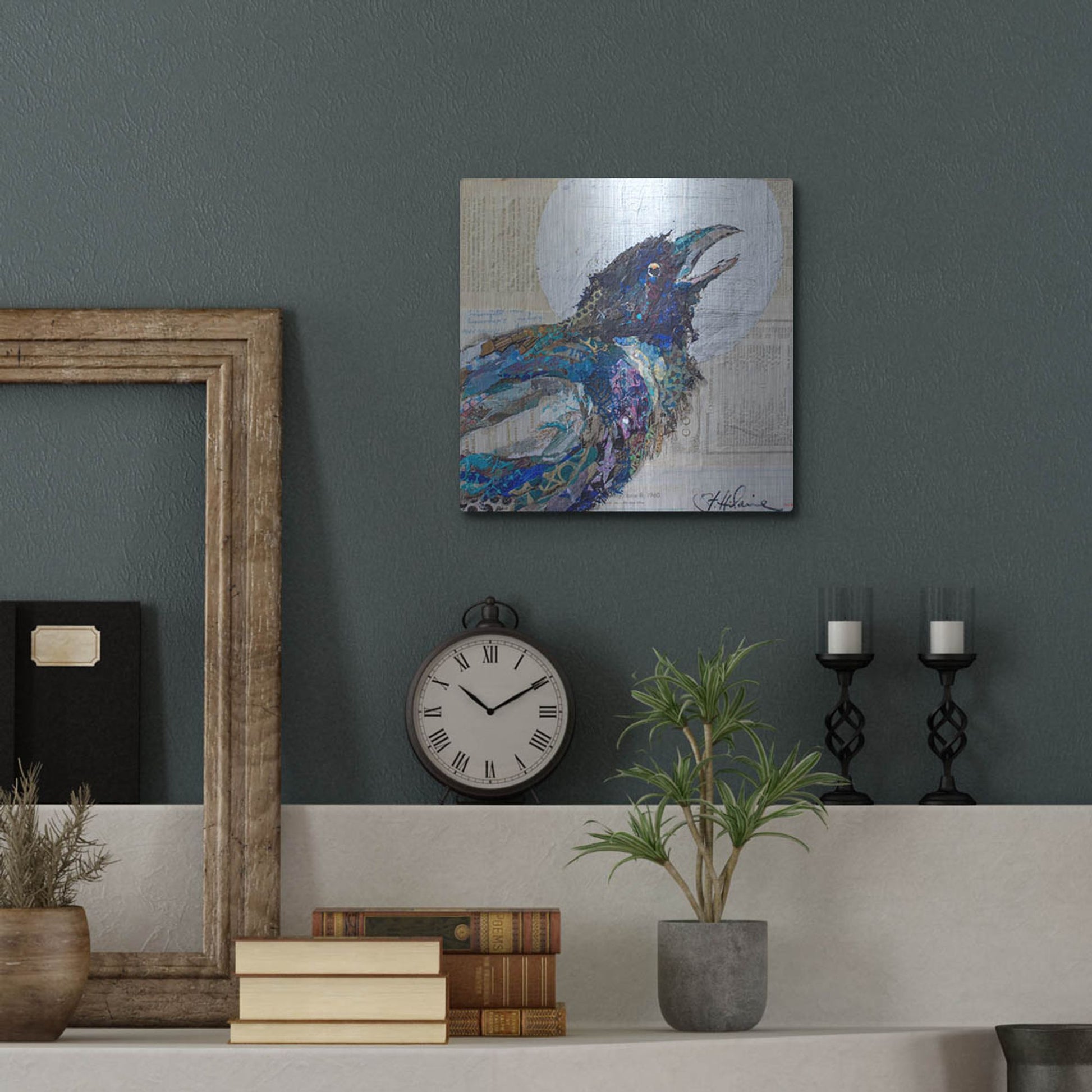 Luxe Metal Art 'Raven 6' by St. Hilaire Elizabeth, Metal Wall Art,12x12