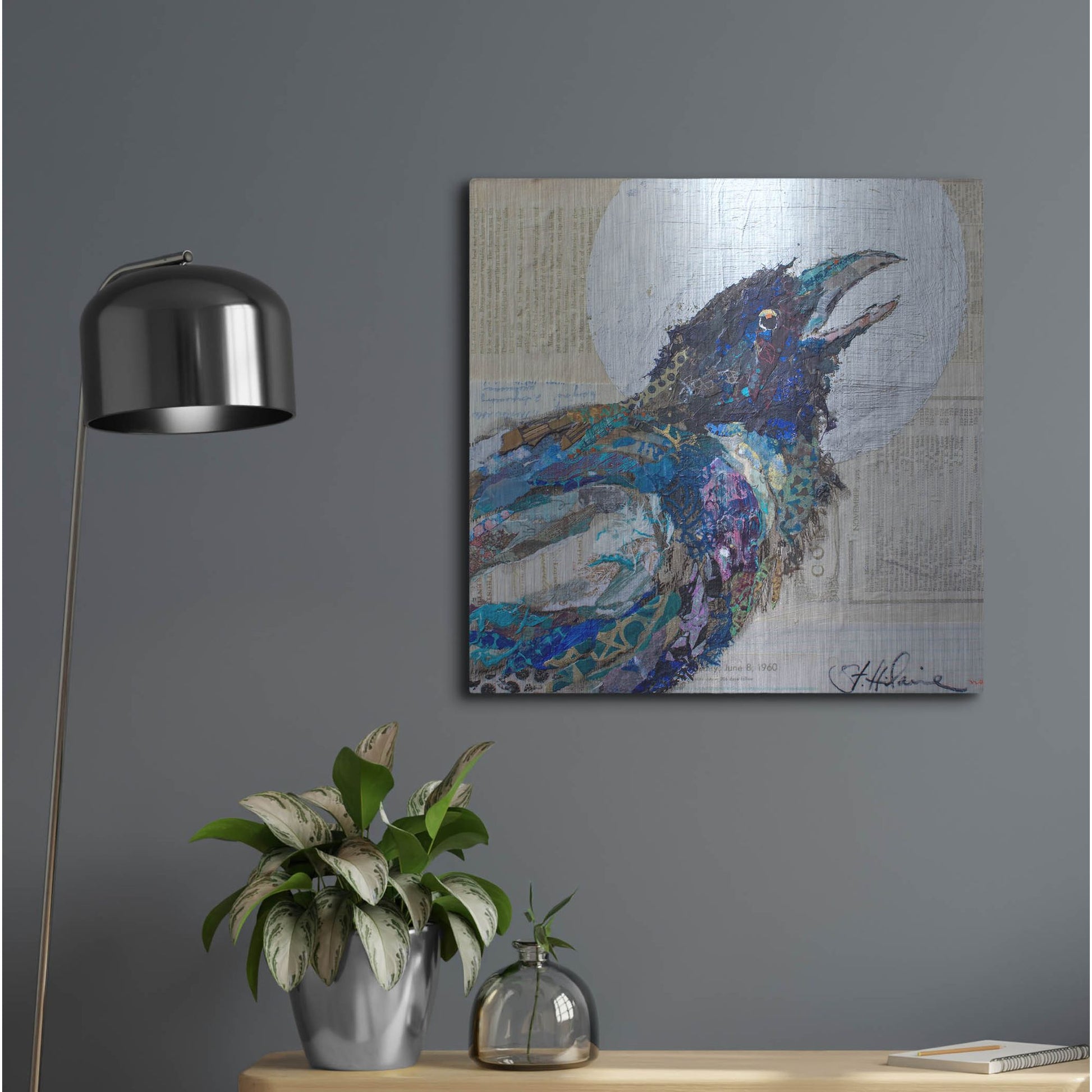 Luxe Metal Art 'Raven 6' by St. Hilaire Elizabeth, Metal Wall Art,24x24