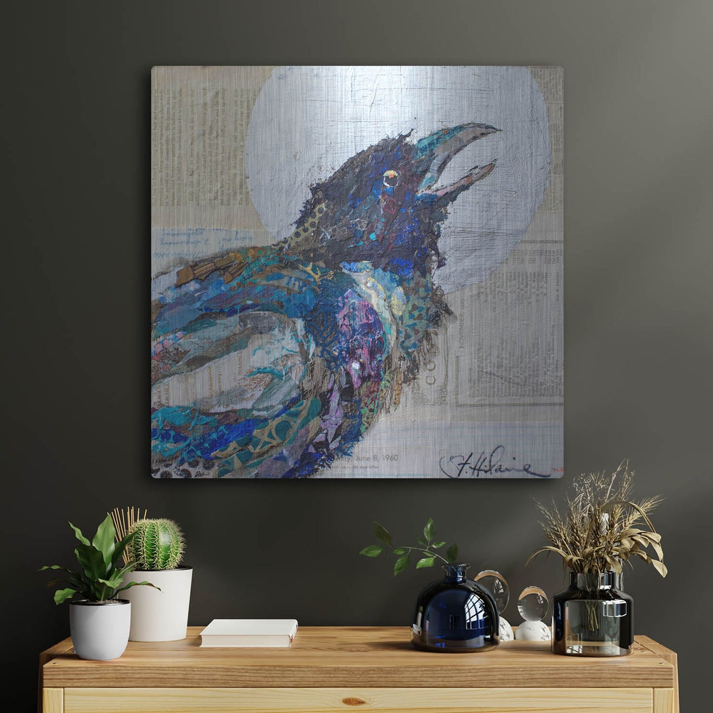 Luxe Metal Art 'Raven 6' by St. Hilaire Elizabeth, Metal Wall Art,24x24