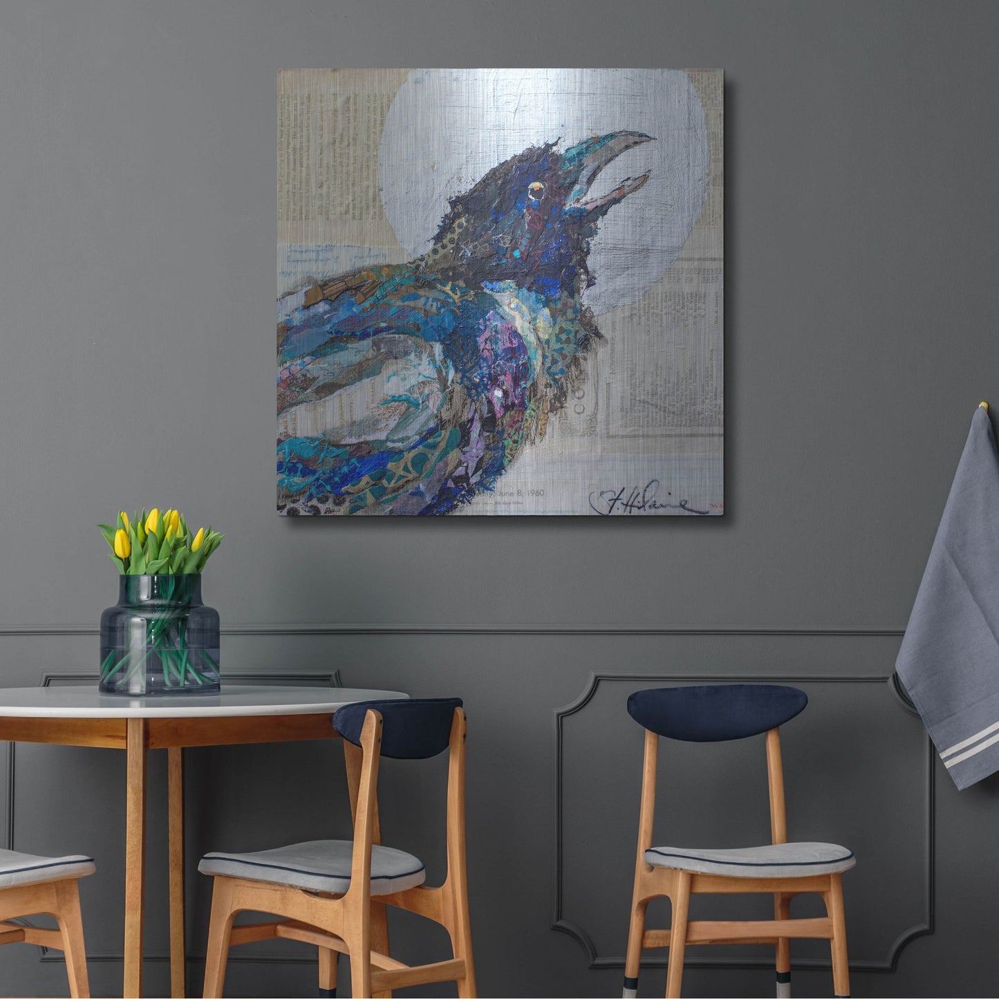 Luxe Metal Art 'Raven 6' by St. Hilaire Elizabeth, Metal Wall Art,36x36