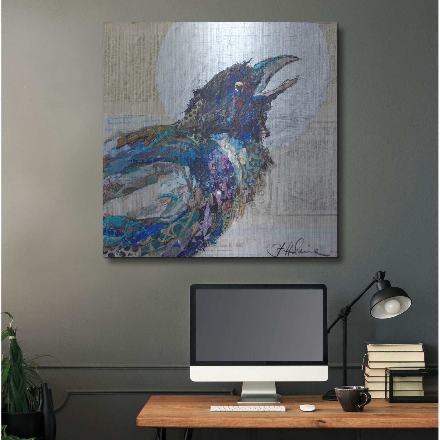 Luxe Metal Art 'Raven 6' by St. Hilaire Elizabeth, Metal Wall Art,36x36