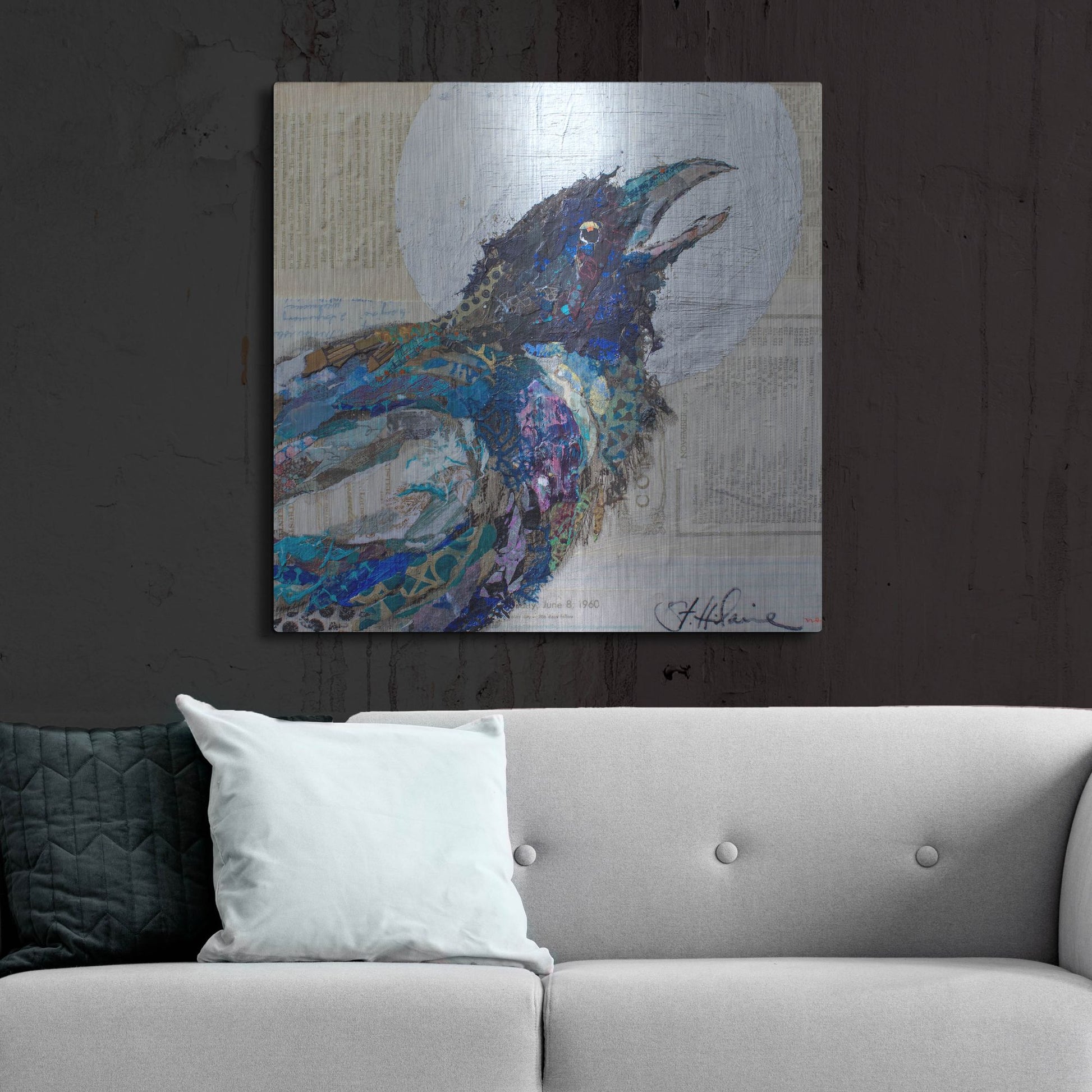 Luxe Metal Art 'Raven 6' by St. Hilaire Elizabeth, Metal Wall Art,36x36