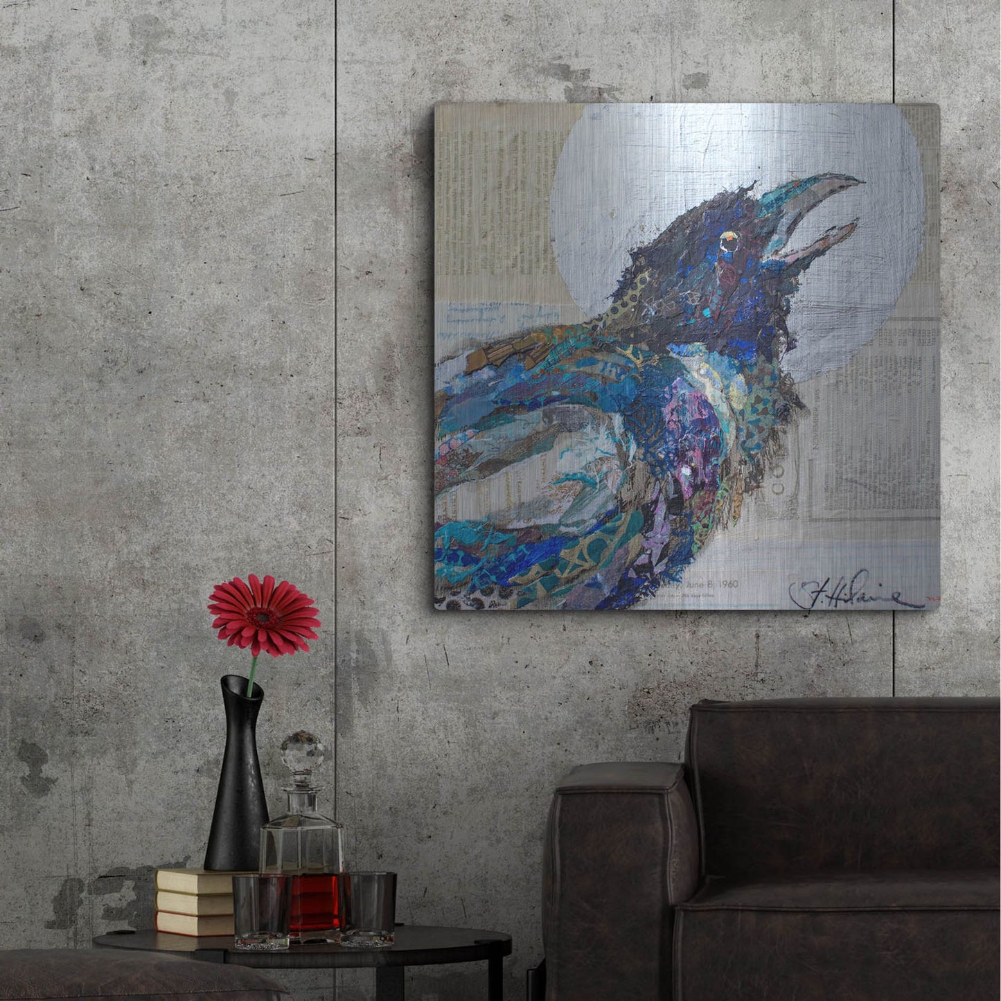 Luxe Metal Art 'Raven 6' by St. Hilaire Elizabeth, Metal Wall Art,36x36