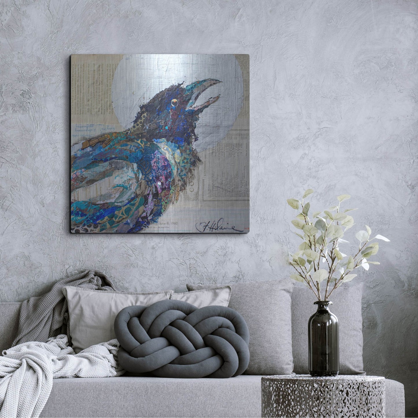 Luxe Metal Art 'Raven 6' by St. Hilaire Elizabeth, Metal Wall Art,36x36