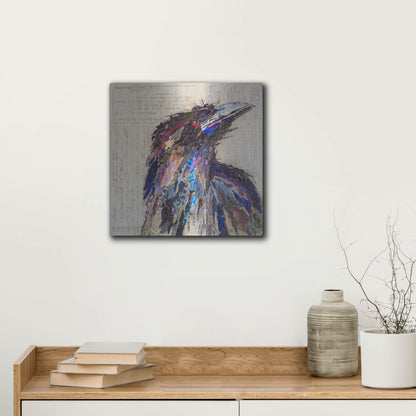 Luxe Metal Art 'Raven 2' by St. Hilaire Elizabeth, Metal Wall Art,12x12