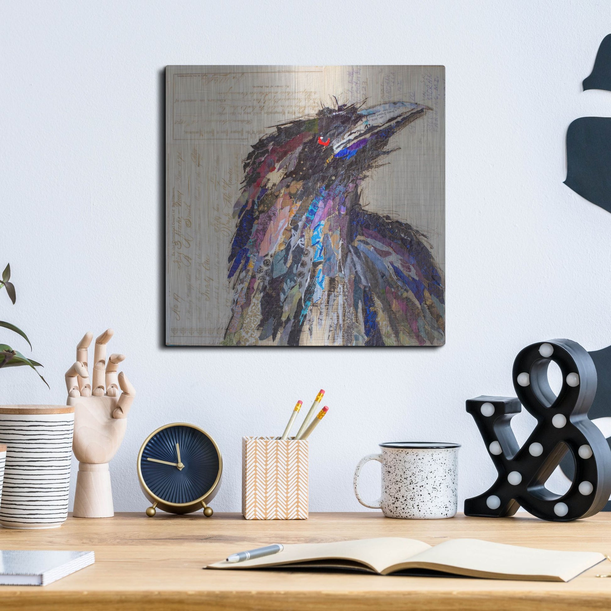 Luxe Metal Art 'Raven 2' by St. Hilaire Elizabeth, Metal Wall Art,12x12