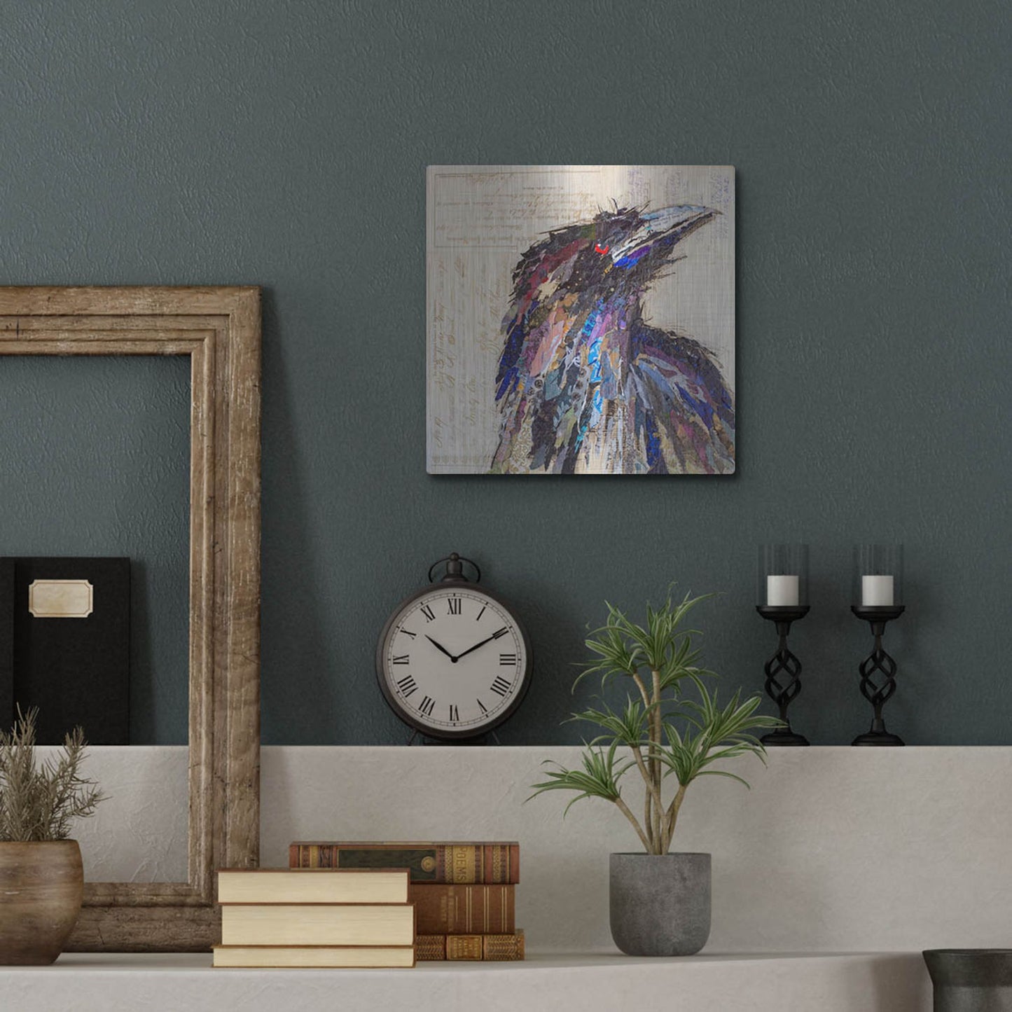 Luxe Metal Art 'Raven 2' by St. Hilaire Elizabeth, Metal Wall Art,12x12